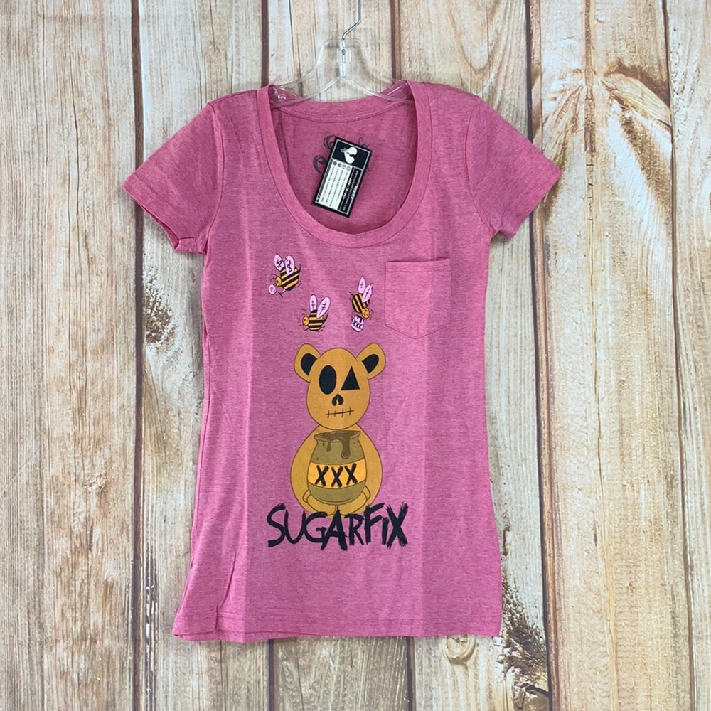➡️SugarFix Pink Pocket Tee Size Small